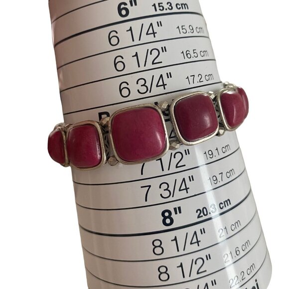 Fossil Pink Elastic bracelet Cabochons Silver Tone - Picture 6 of 7